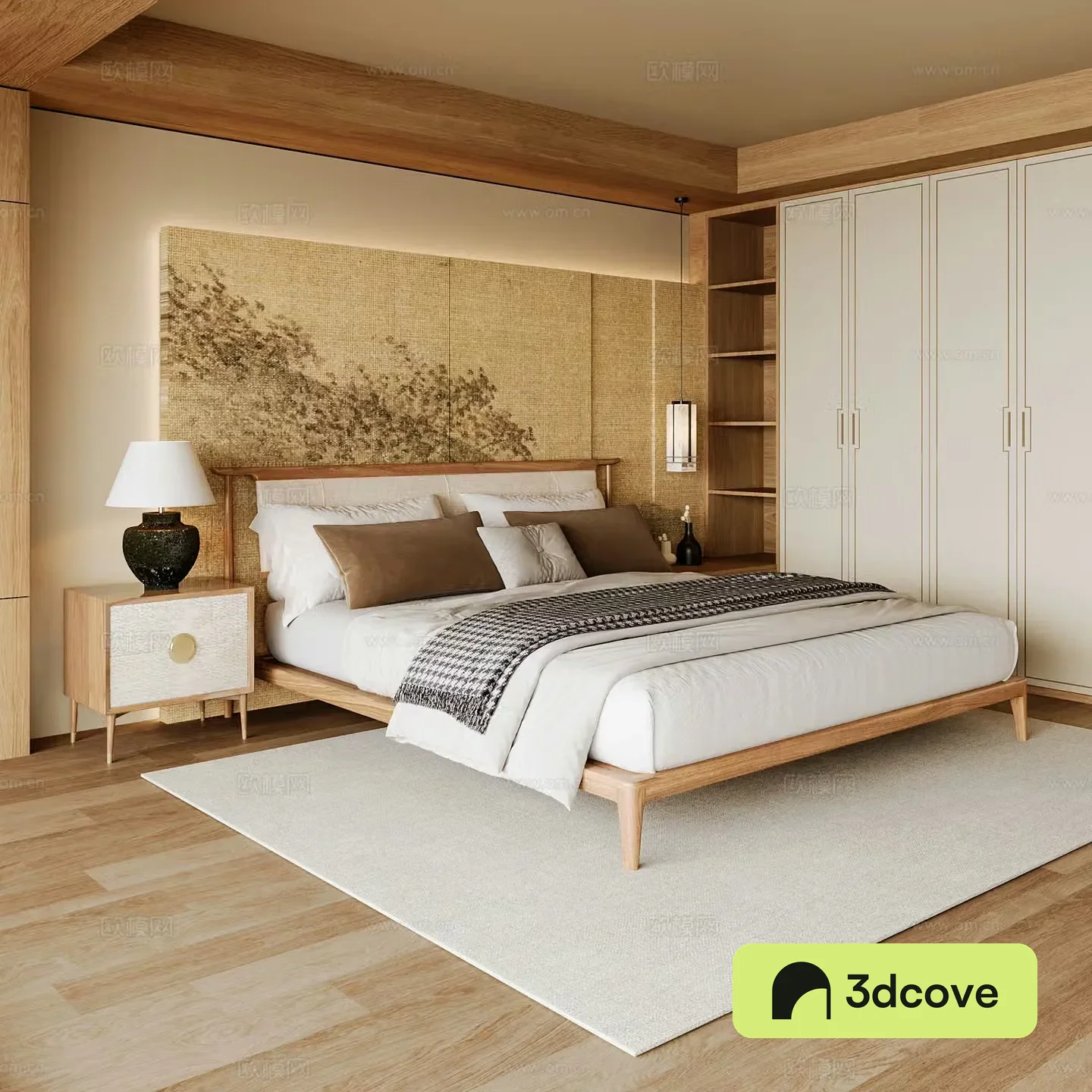 New Chinese style home bedroom Song family aesthetic bedroom Song style bedroom New Chinese style double bed New Chinese