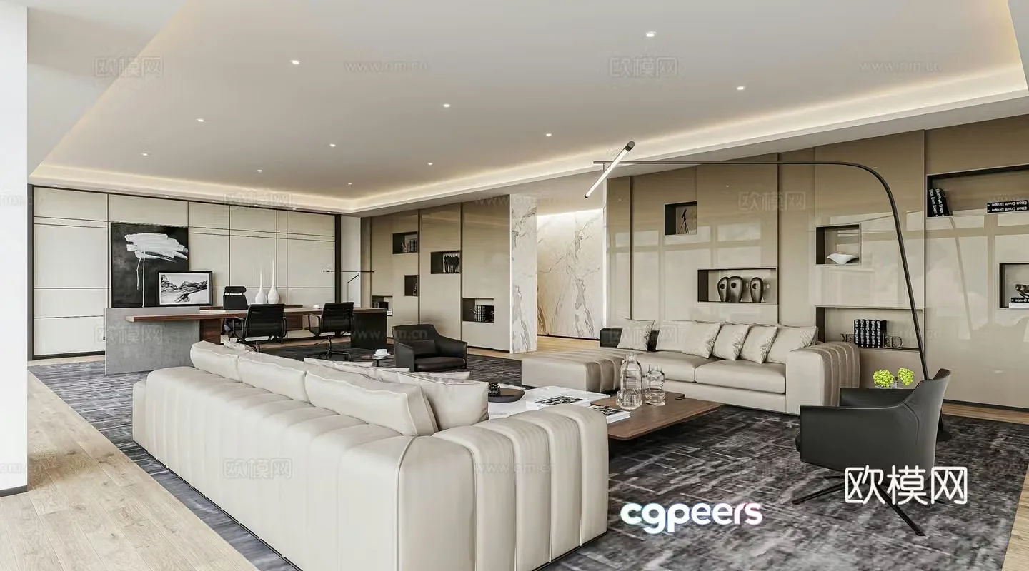 Modern light luxury office President’s office Manager’s office Meeting area 3D model