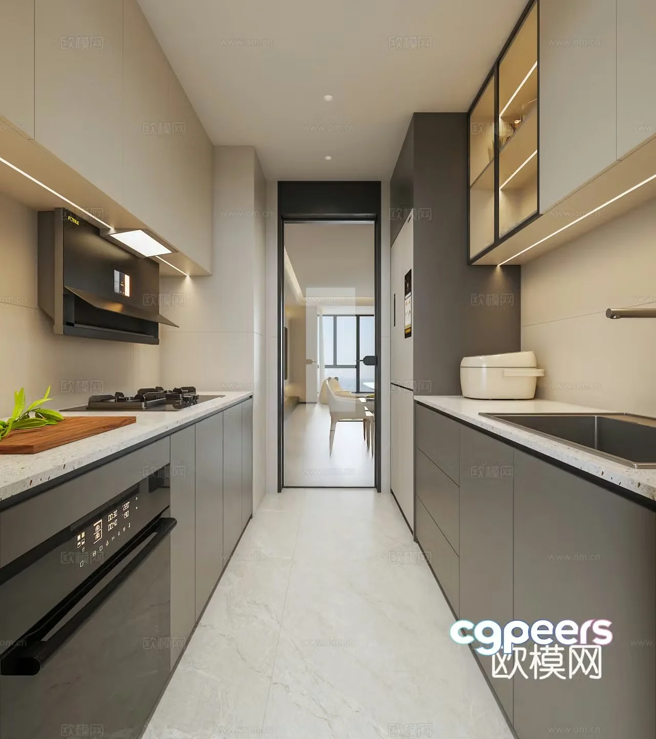 Italian minimalist kitchen 3d model