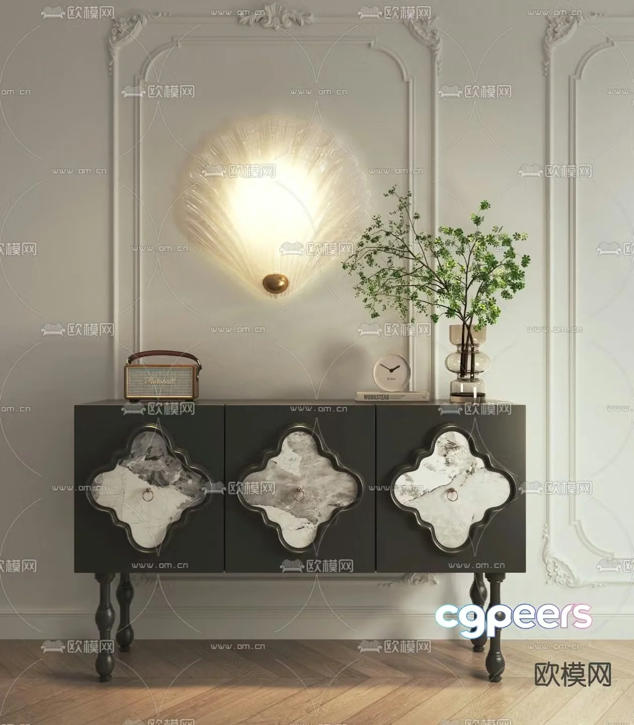 French end view cabinet entrance cabinet side cabinet 3D model