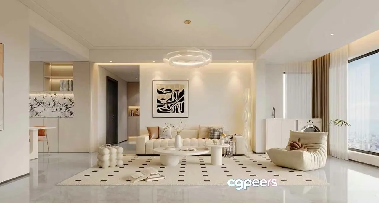 Modern Living Room 3D Model – 7861 – VRAY Render