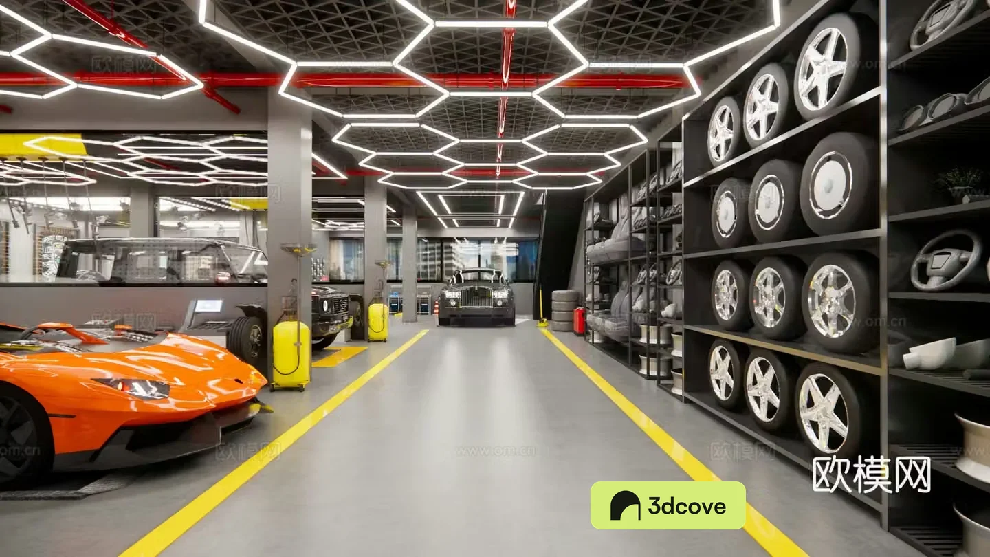 Modern auto repair shop workshop