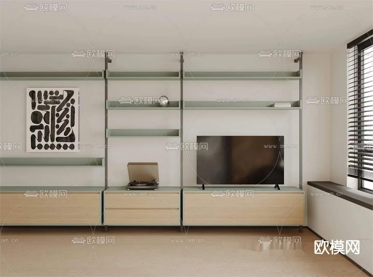 Modern Entertainment Center 3D Model – 8852 – VRAY Render