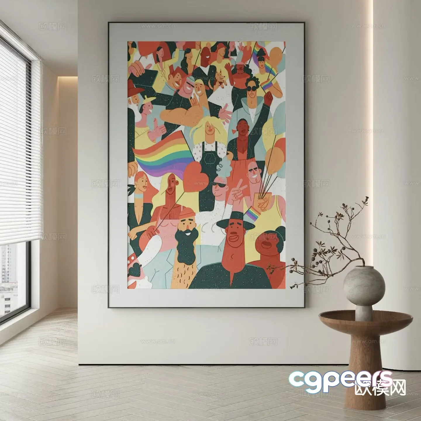 Modern cartoon painting decorative painting 3d model