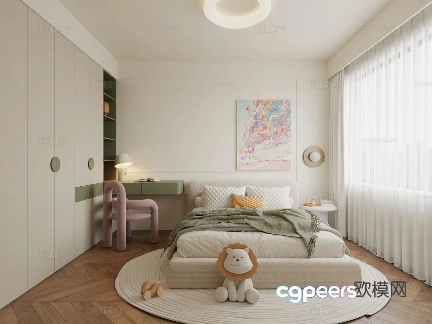 Cream style children’s room 3D model of children’s room