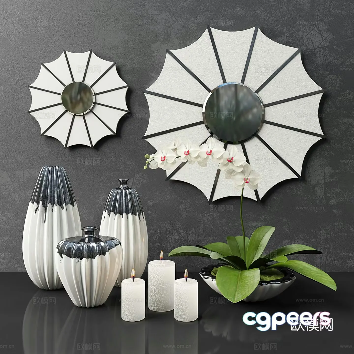 Modern ornaments vases flowers ceramic ware 3d model