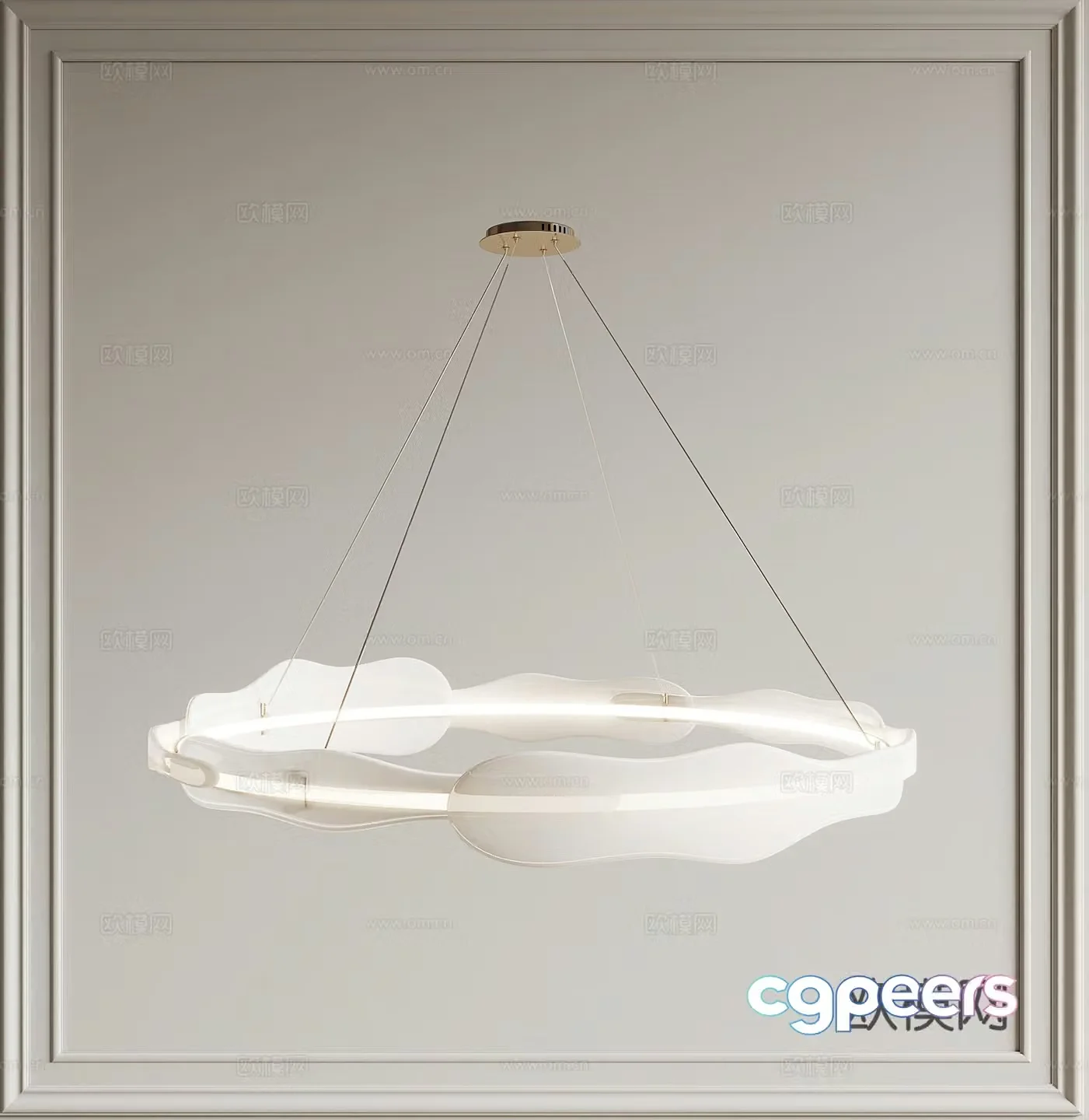 Creamy wind chandelier 3d model