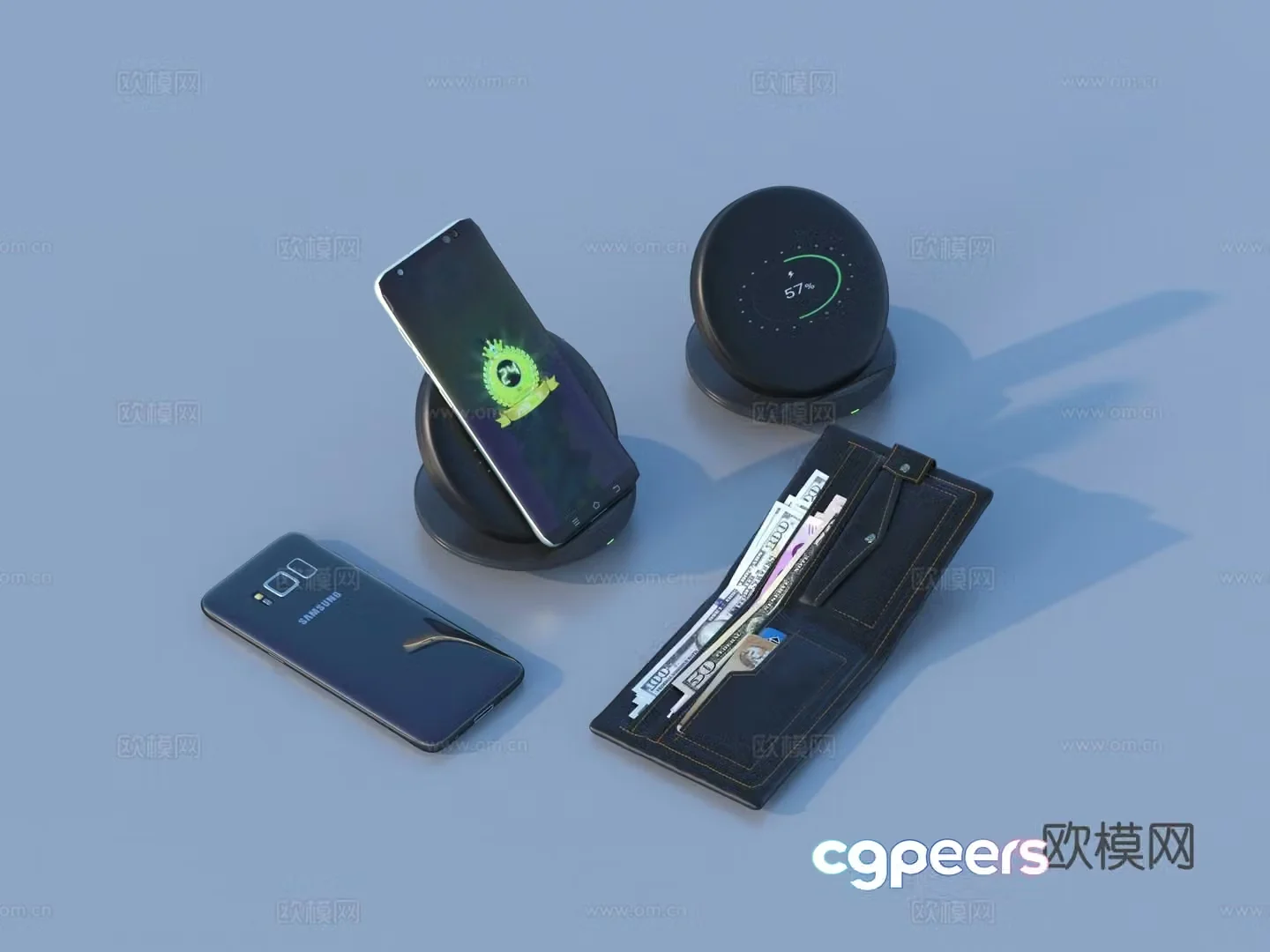 Mobile phone wallet charger 3d model