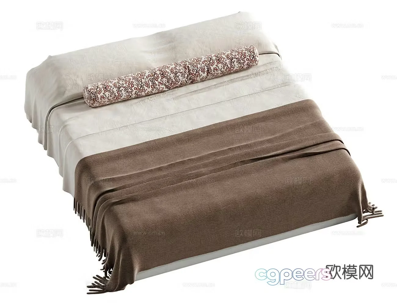Retro light luxury double bed 3d model