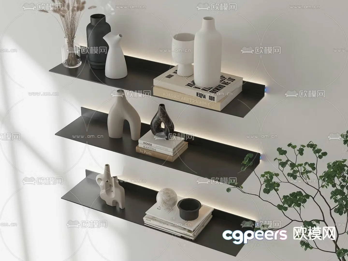 Minimalist wall cabinet wall hanging bookshelf storage rack 3d model