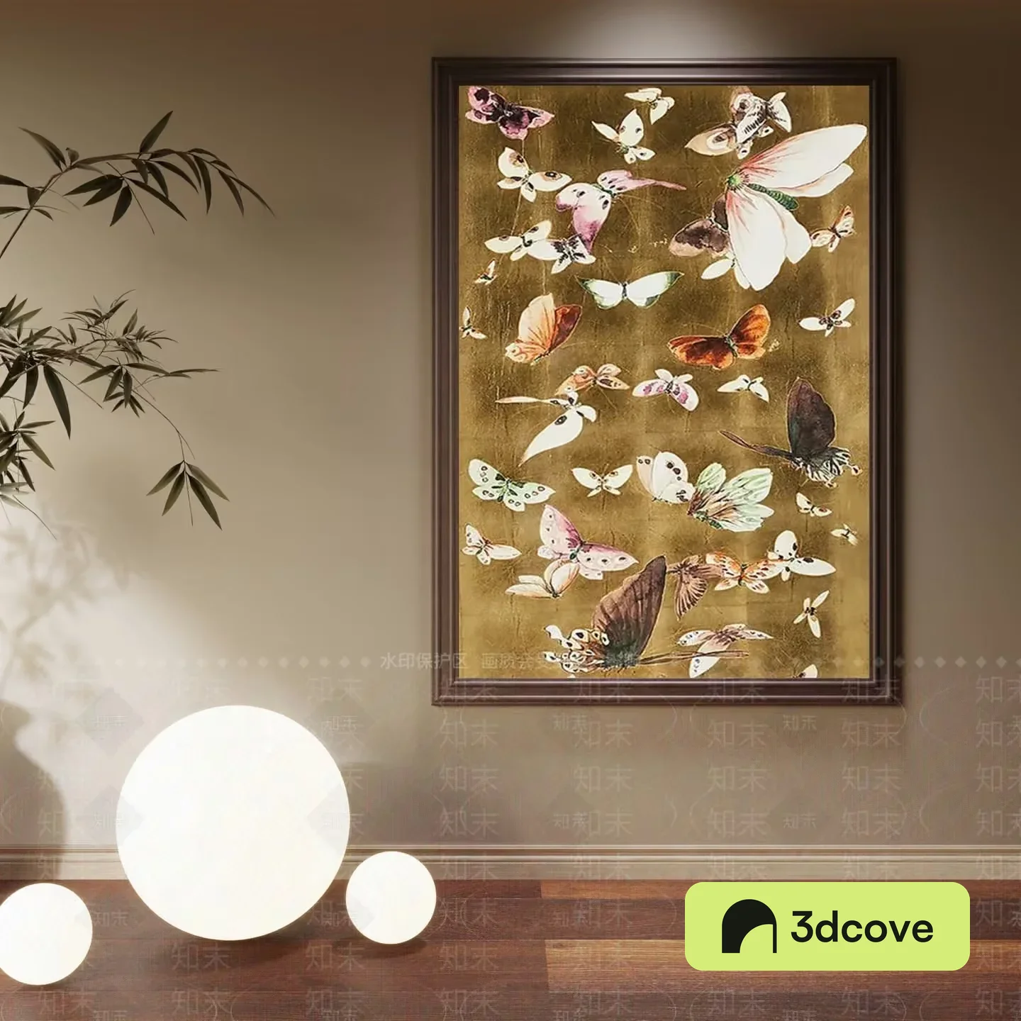 A Painting Of Butterflies On A Wall