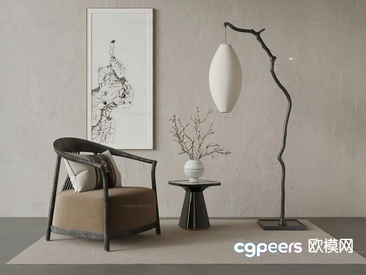 New Chinese style leisure chair 3d model