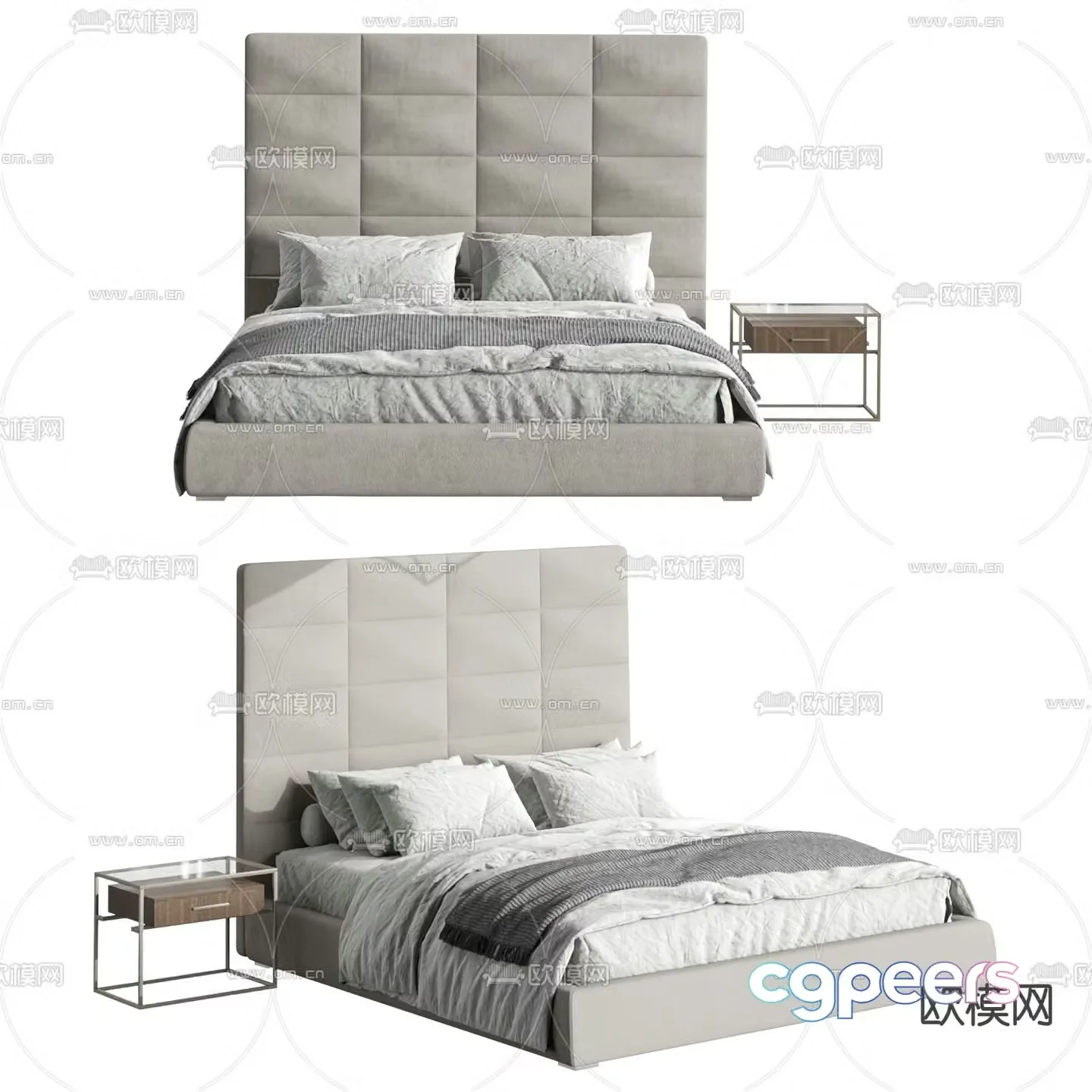 Modern double bed 3d model