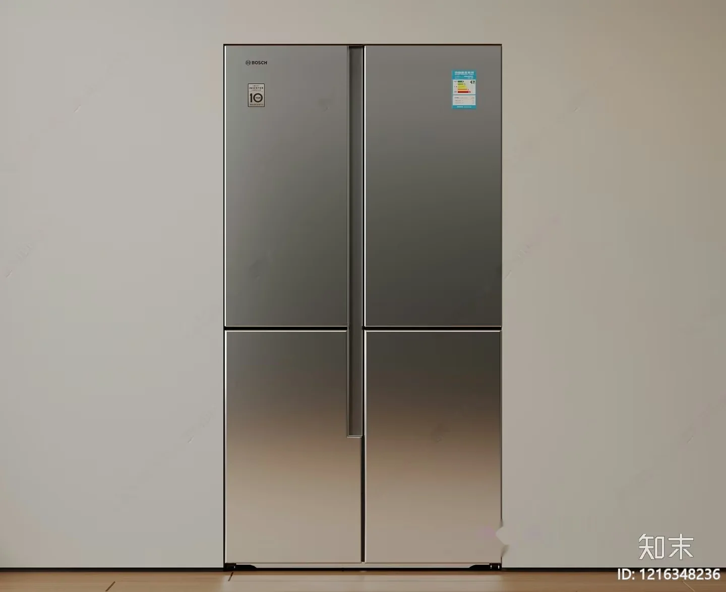 A Stainless Steel Refrigerator 3D Model – 15794 – VRAY Render