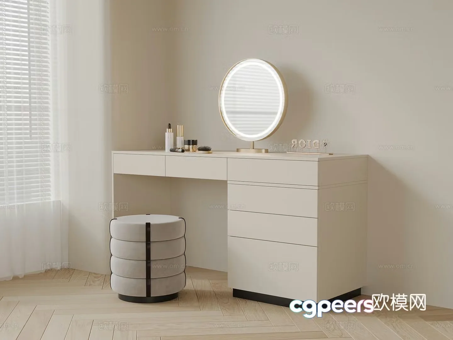 Modern cream dressing table 3d model