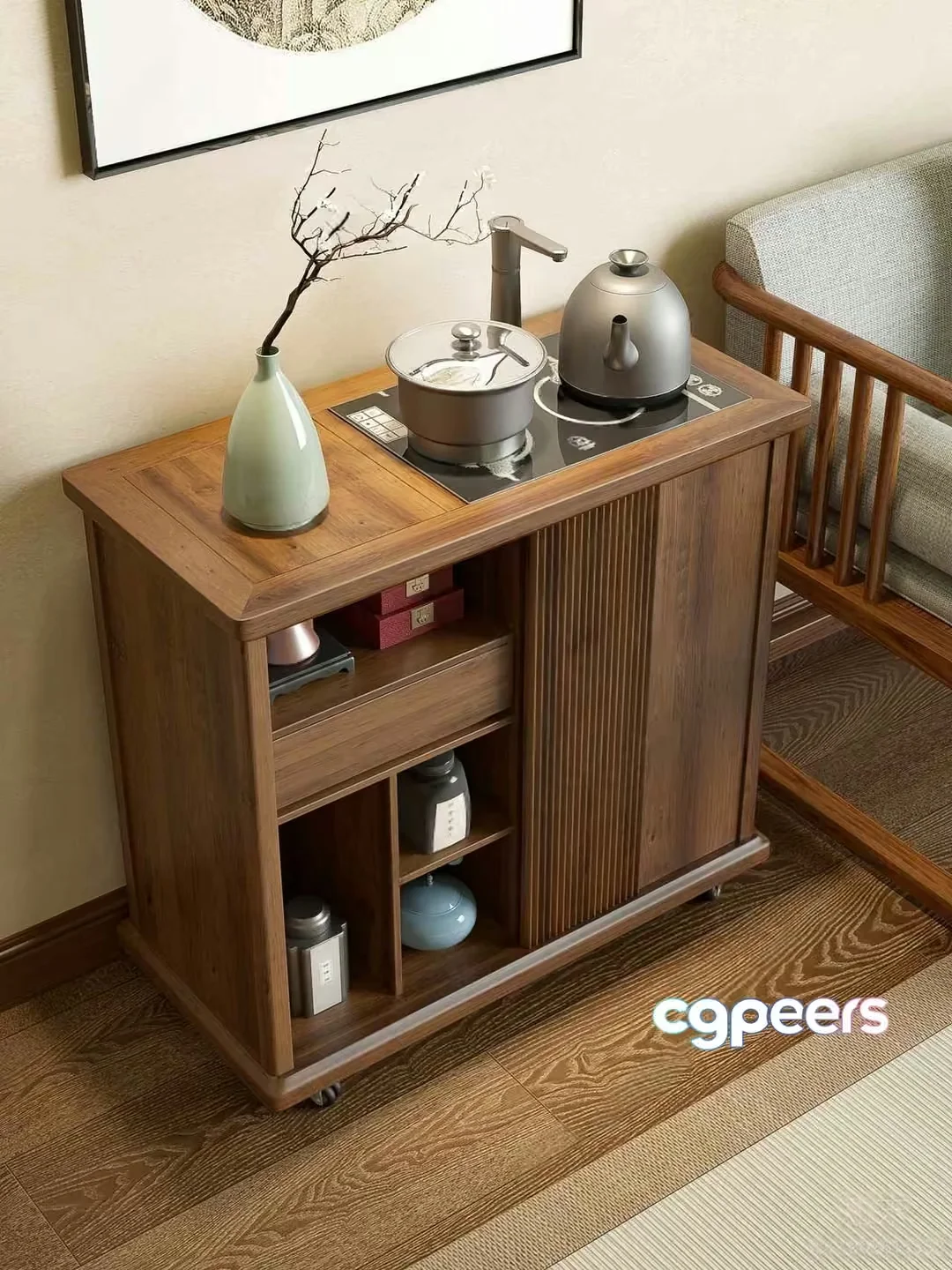 A Wooden Cabinet 3D Model – 9720 – VRAY Render