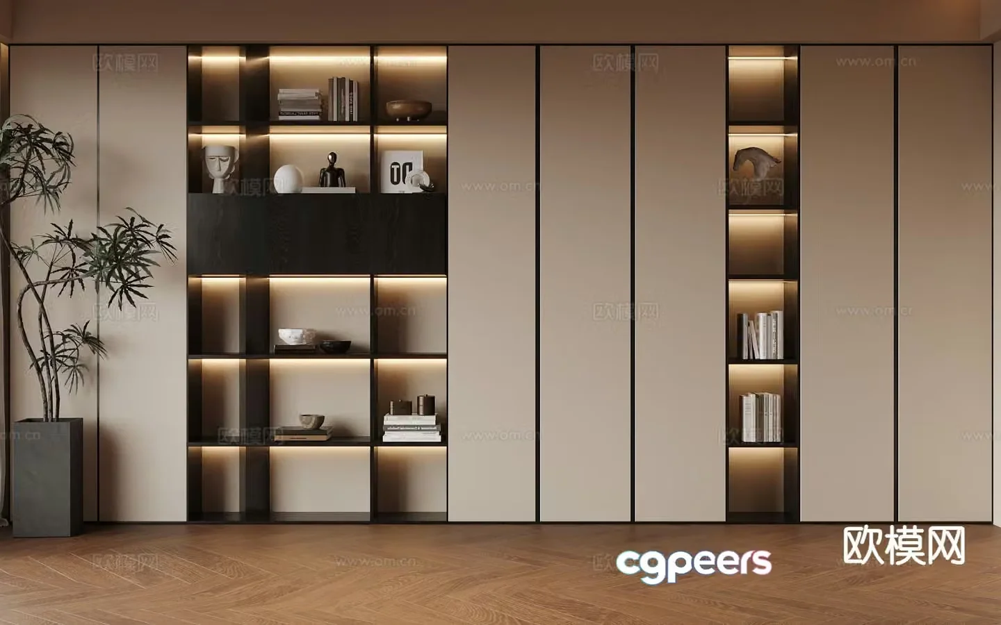 Modern bookcase display case 3d model