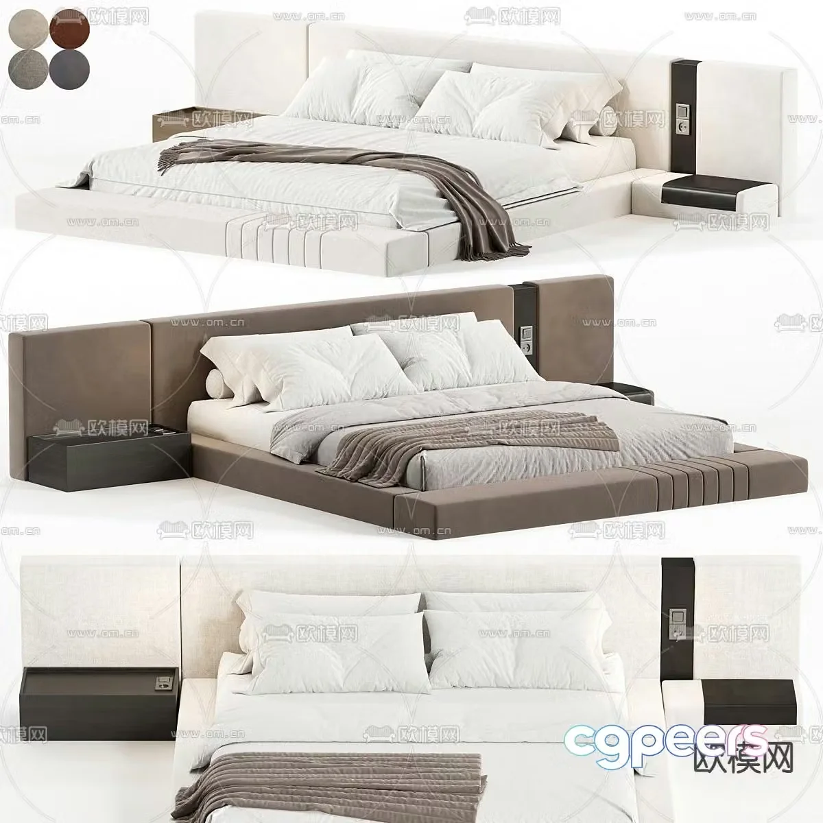 Modern double bed 3d model