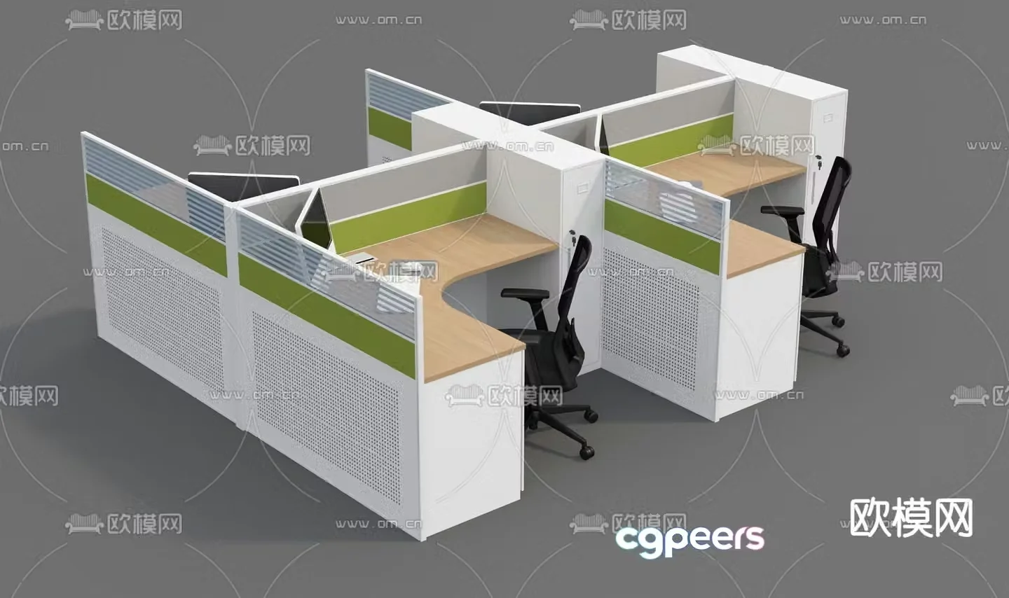 Card space desk post workstation 3D model