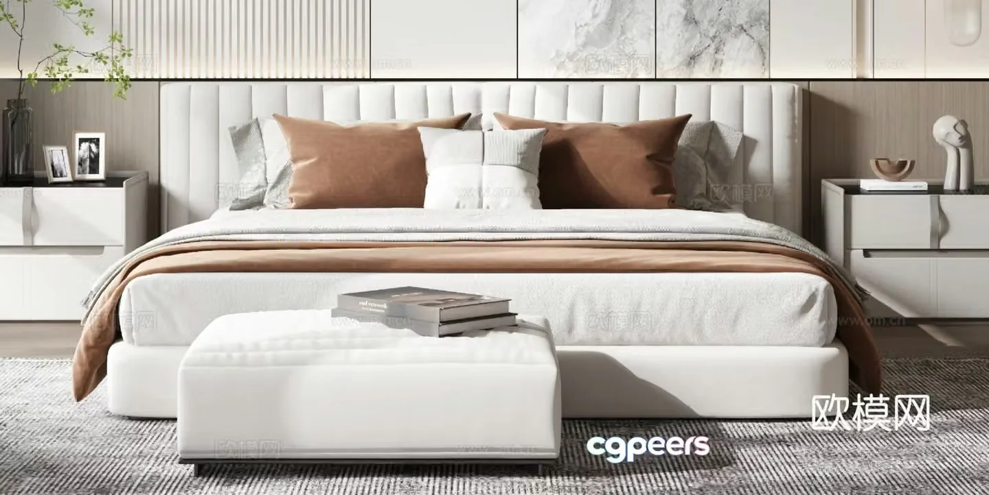 Modern double bed 3d model