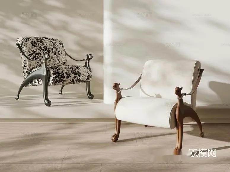 A Chair With A Dog Design 3D Model – 14624 – VRAY Render