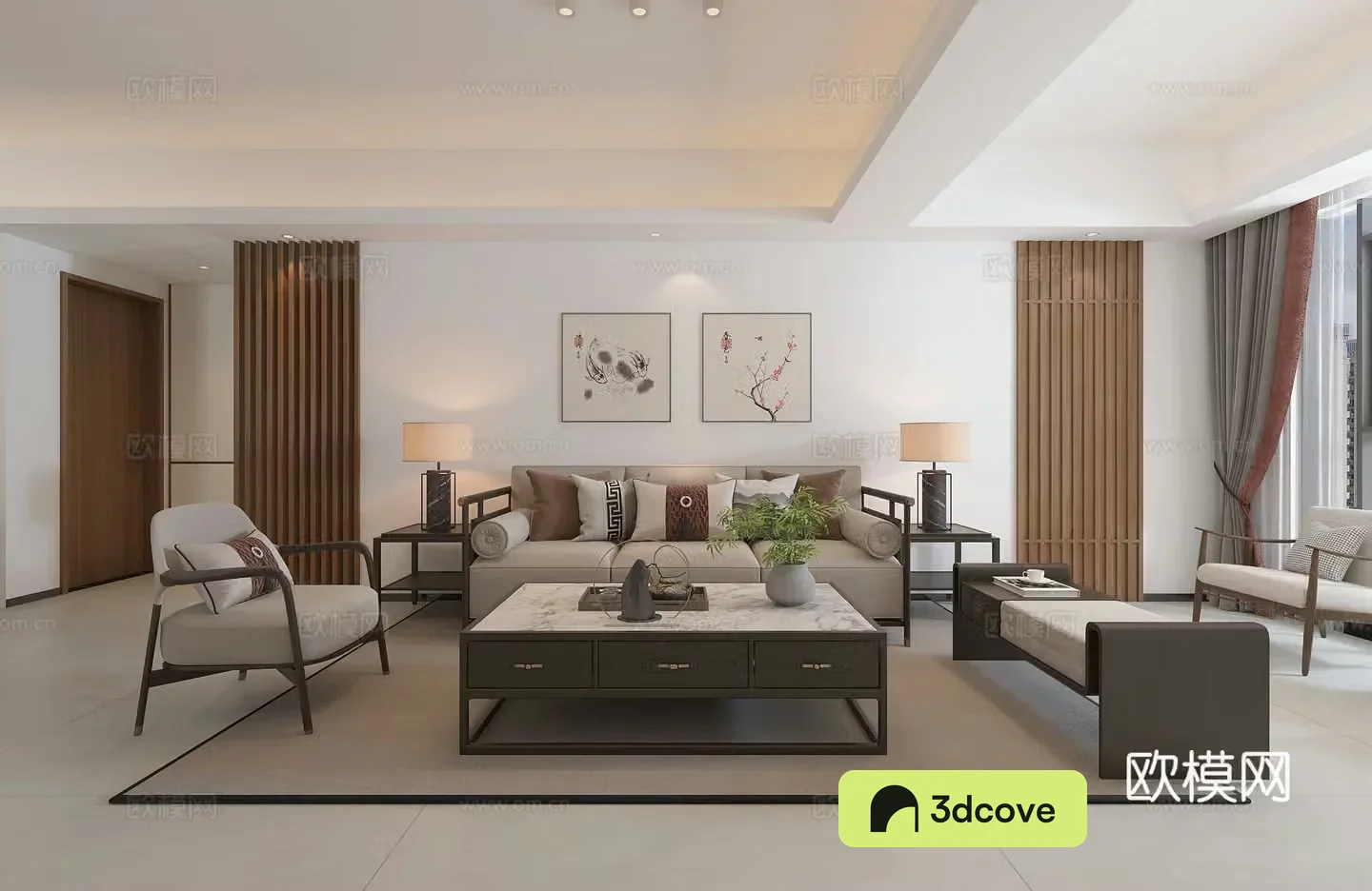 New Chinese style living and dining room