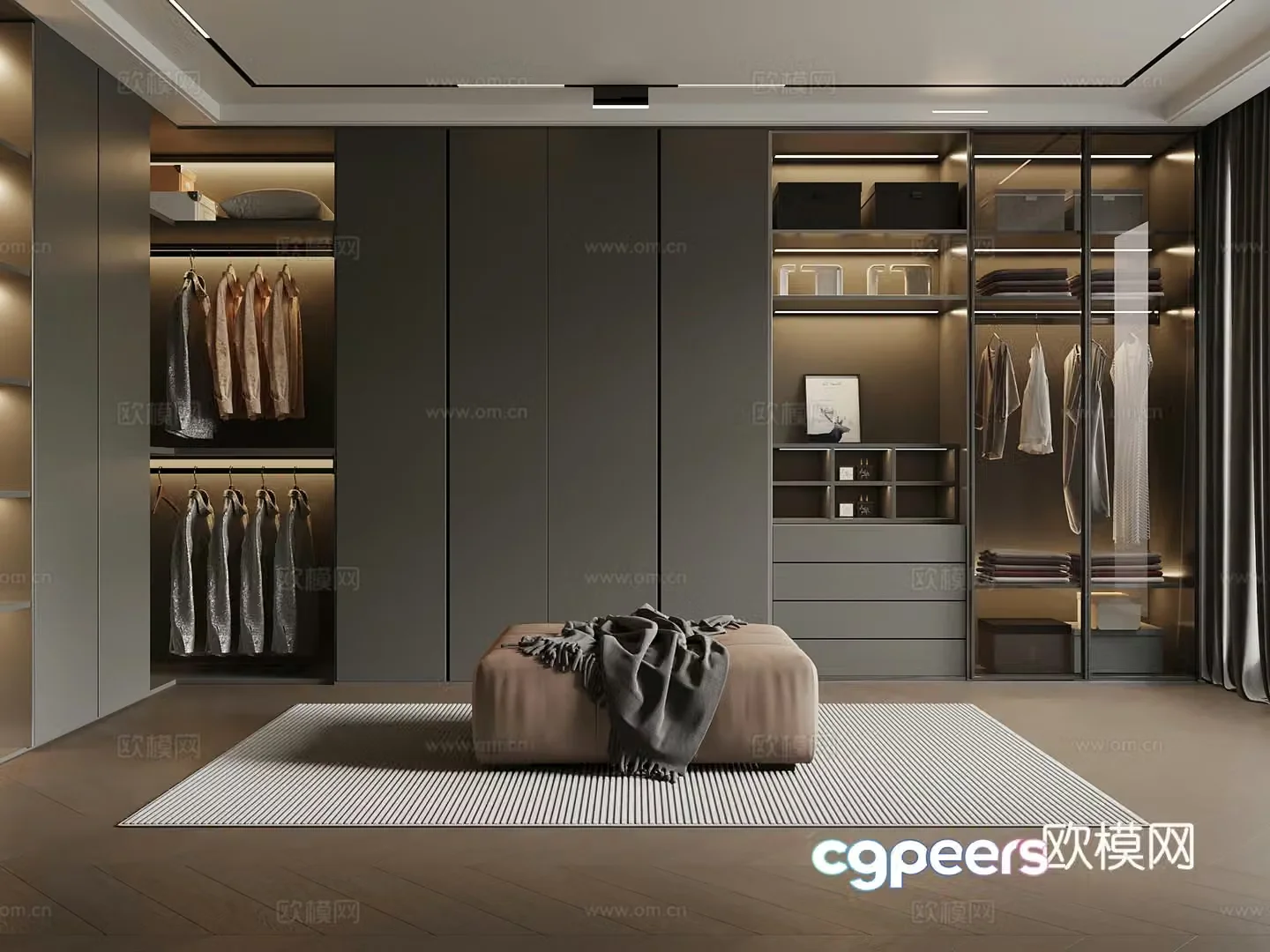 Italian minimalist cloakroom wardrobe 3d model