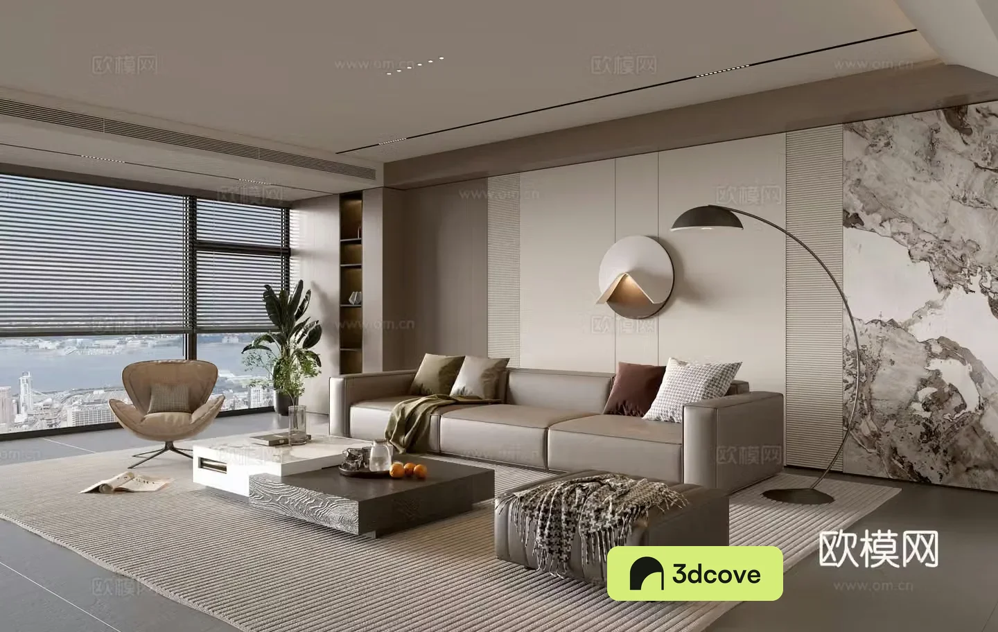 Modern Italian living room light luxury sofa coffee table combination sofa background wall balcony cabinet