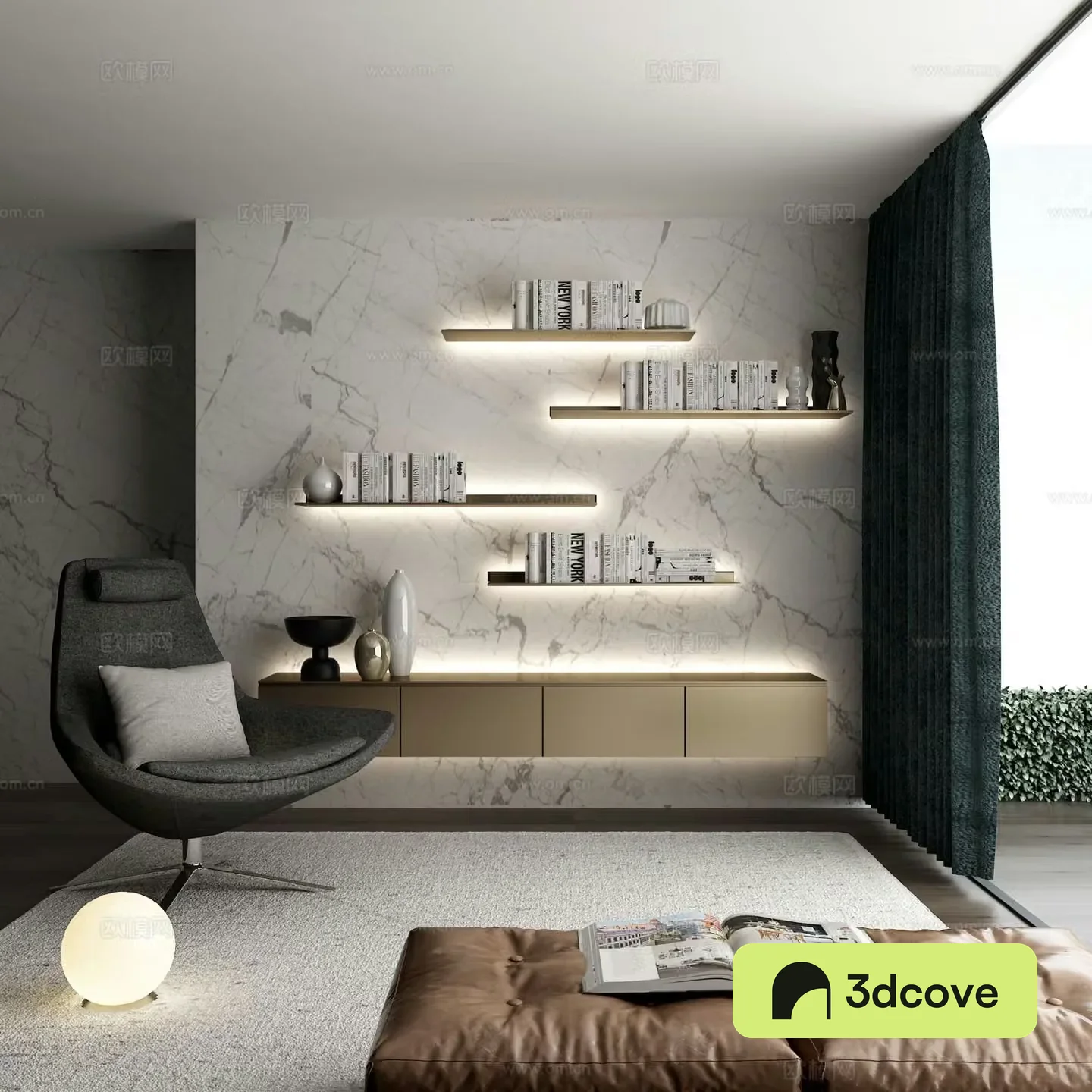 Modern bookcase wall cabinet