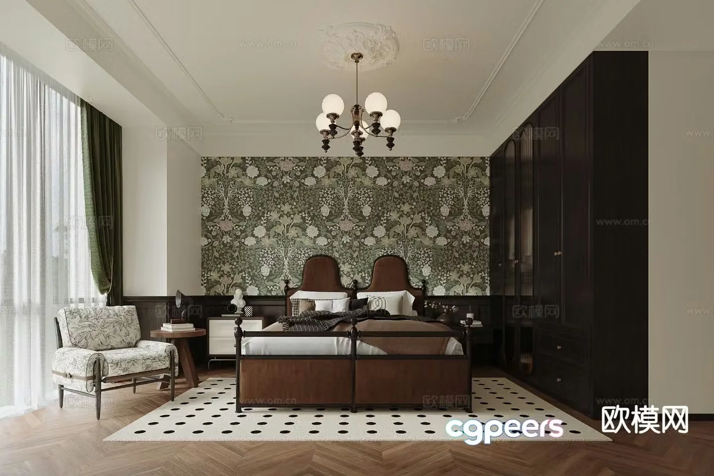 Medieval style bedroom master bedroom 3d model