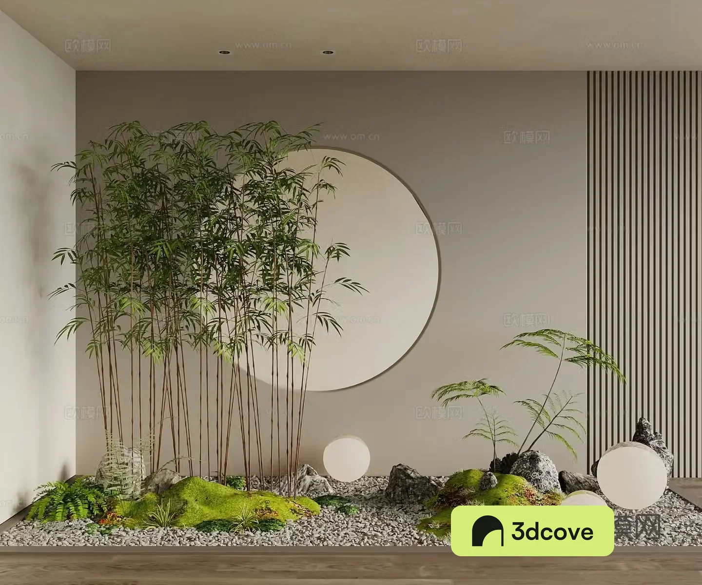 Modern Landscape Garden Sketch Tree Fern Background Wall Plant