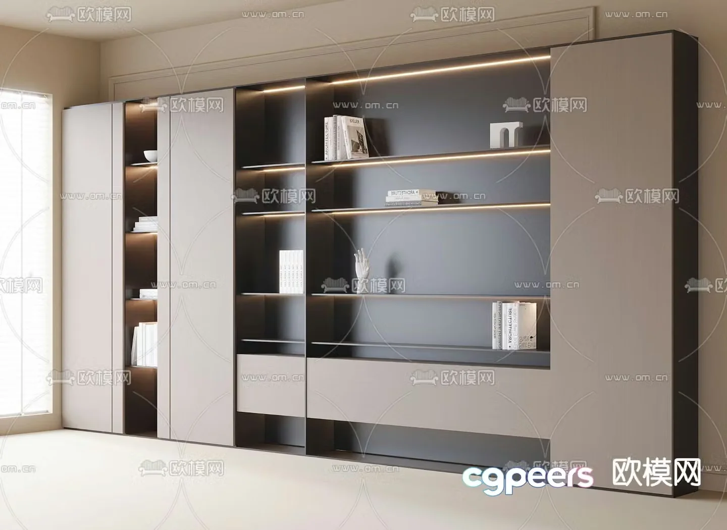 Modern bookcase display cabinet 3d model