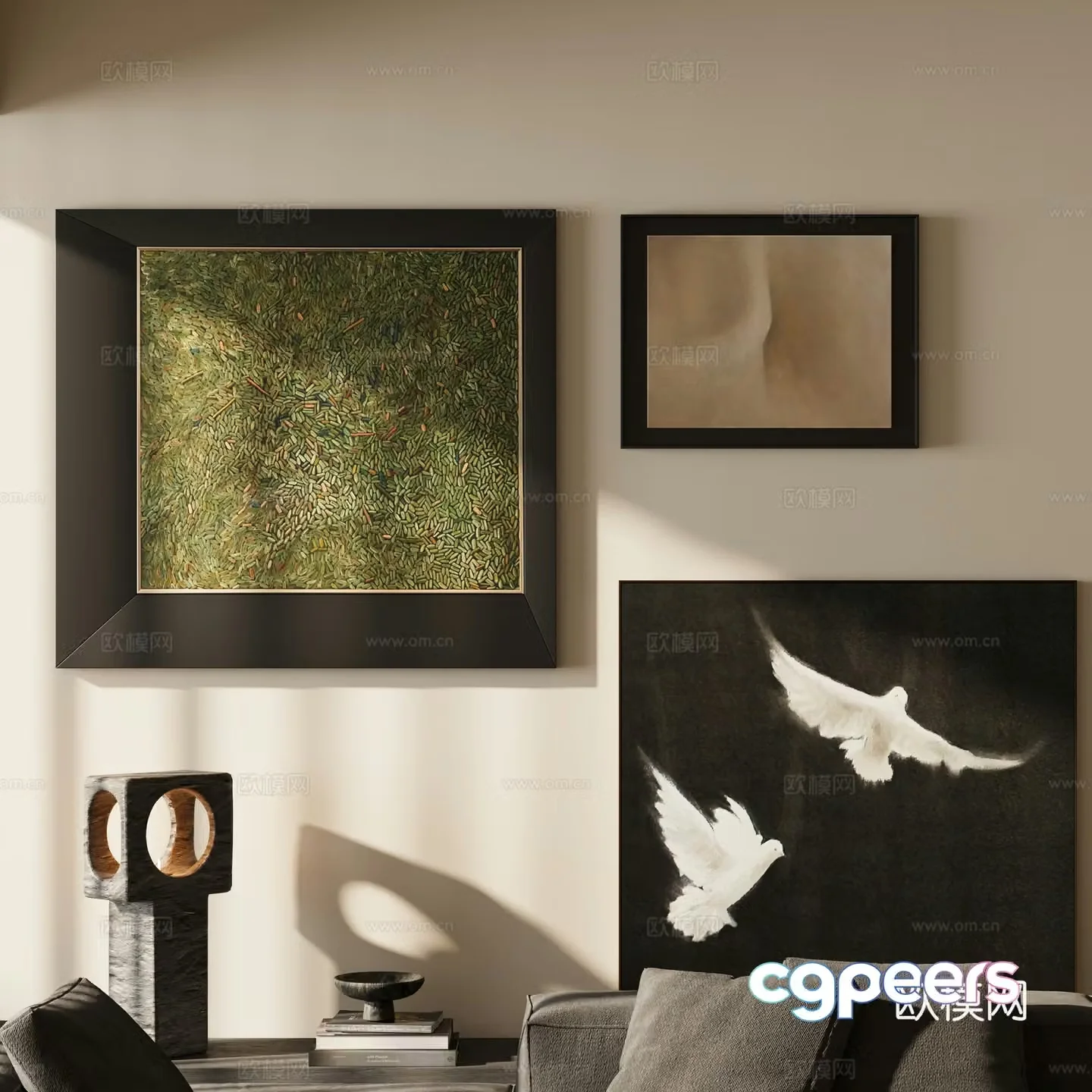3D model of ancient decorative painting in modern art