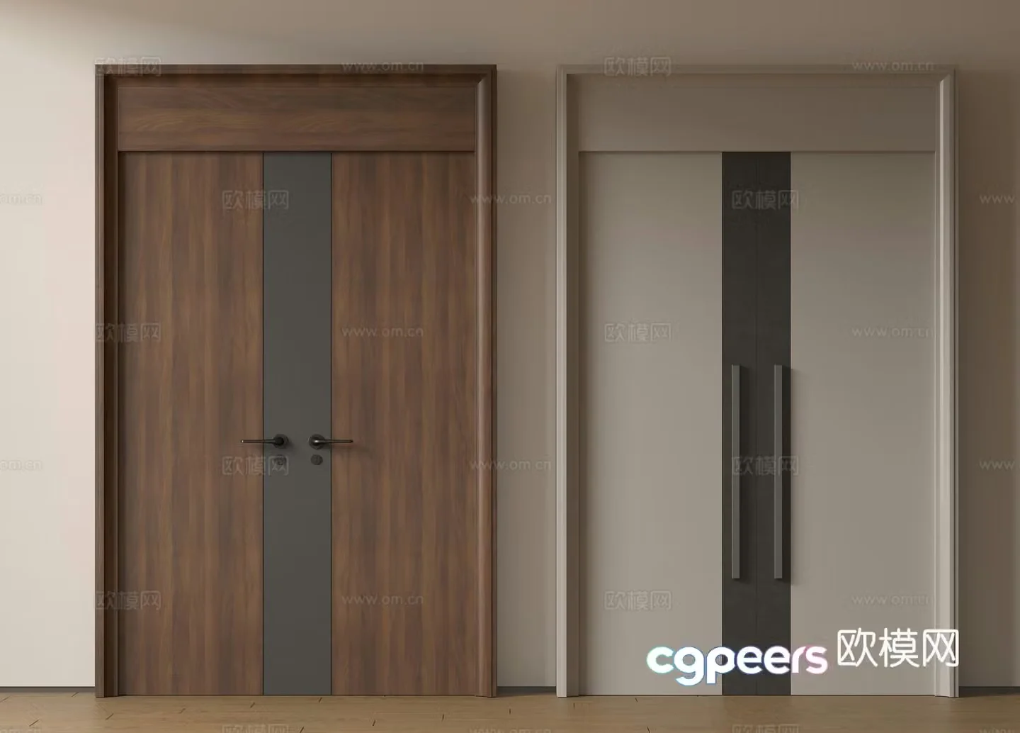Modern double-opening door swing door entrance door security door top double-opening door main door mother and child door 3D model