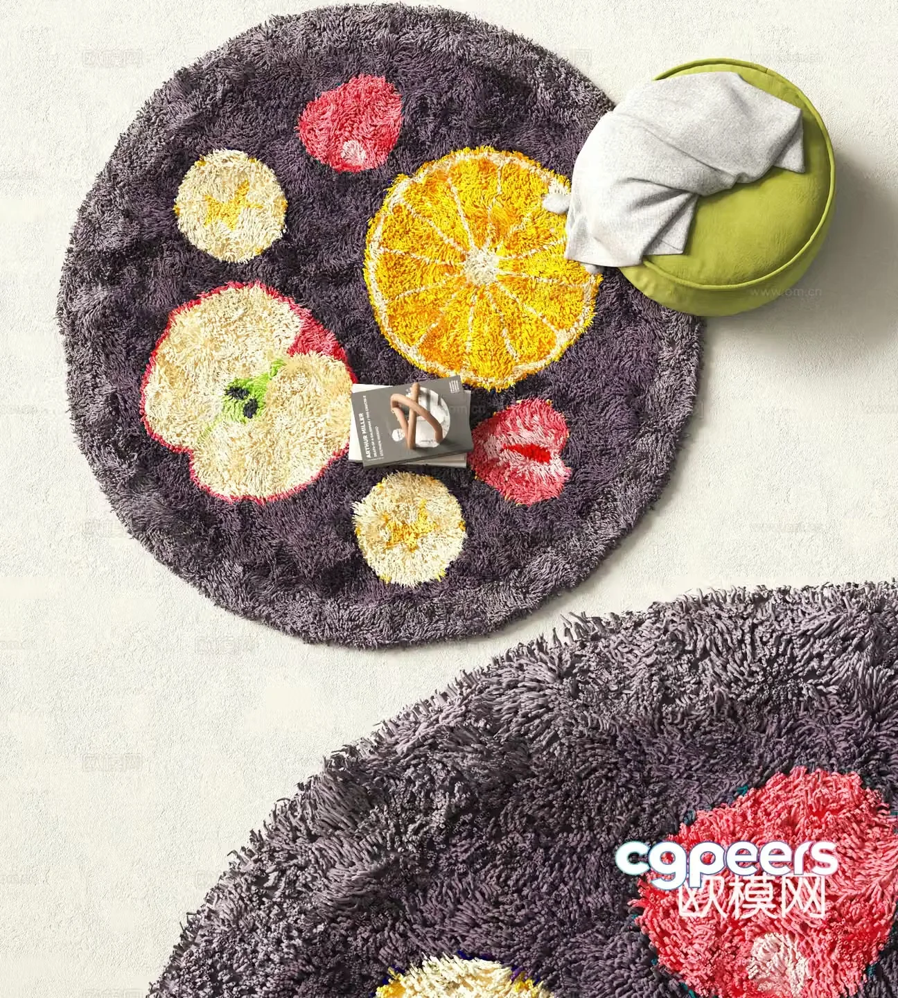 Modern round carpet Plush carpet 3d model