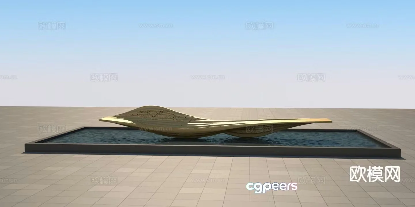 Abstract waterscape sculpture 3d model