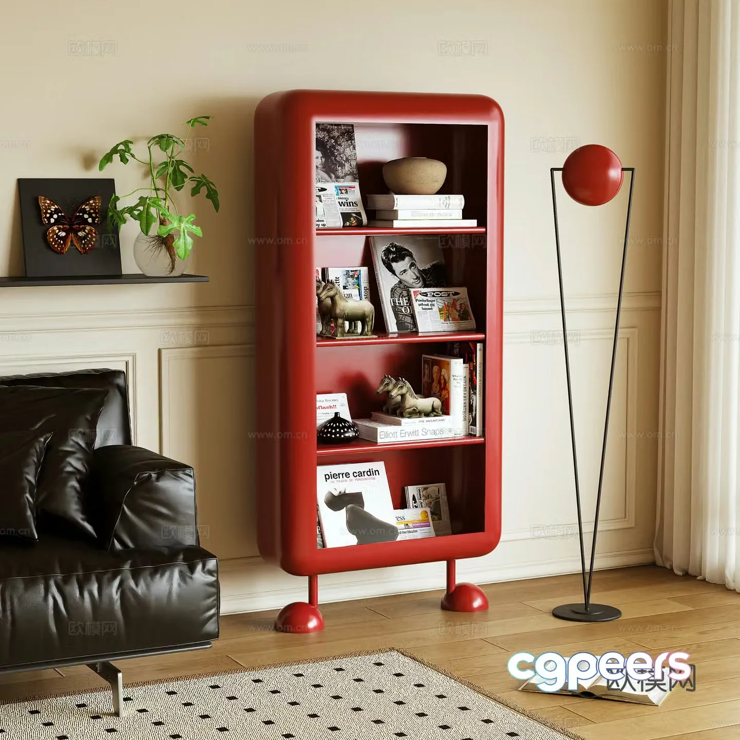 Modern bookcase locker side cabinet 3d model