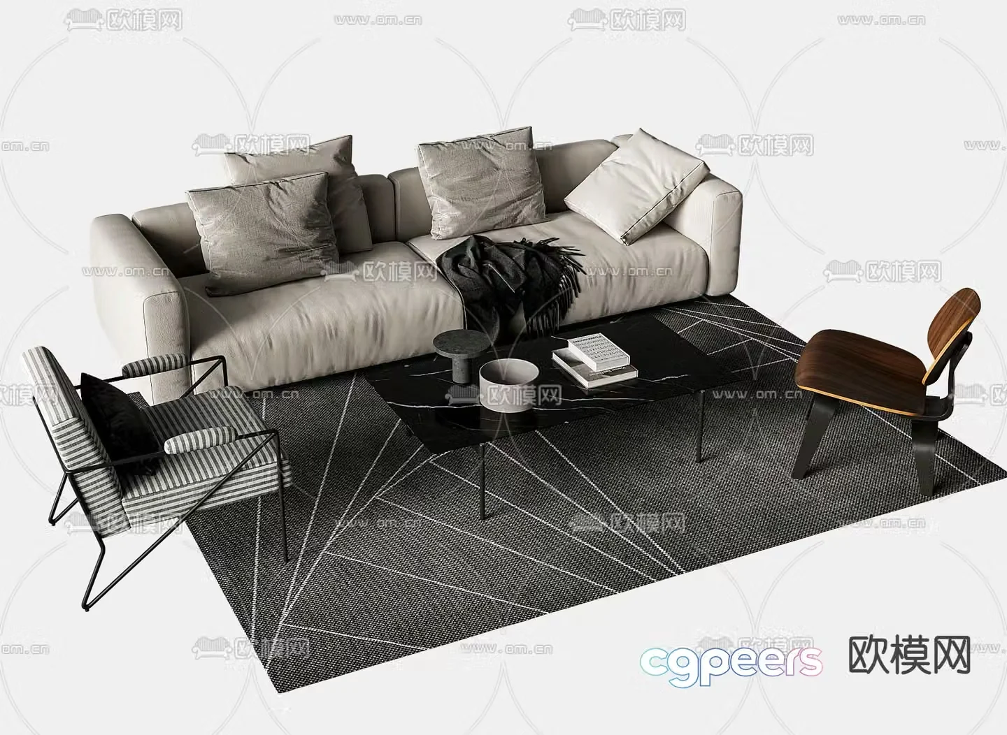 Modern sectional sofa 3d model