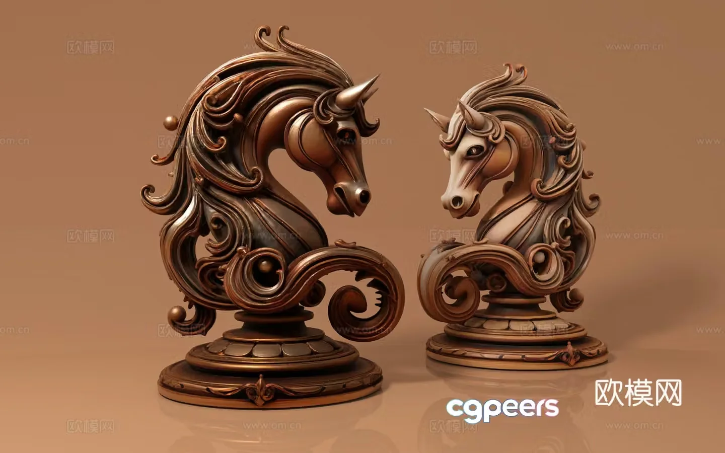 Horse head zodiac ornaments sculpture animal sculpture artistic creativity chess seal 3d model