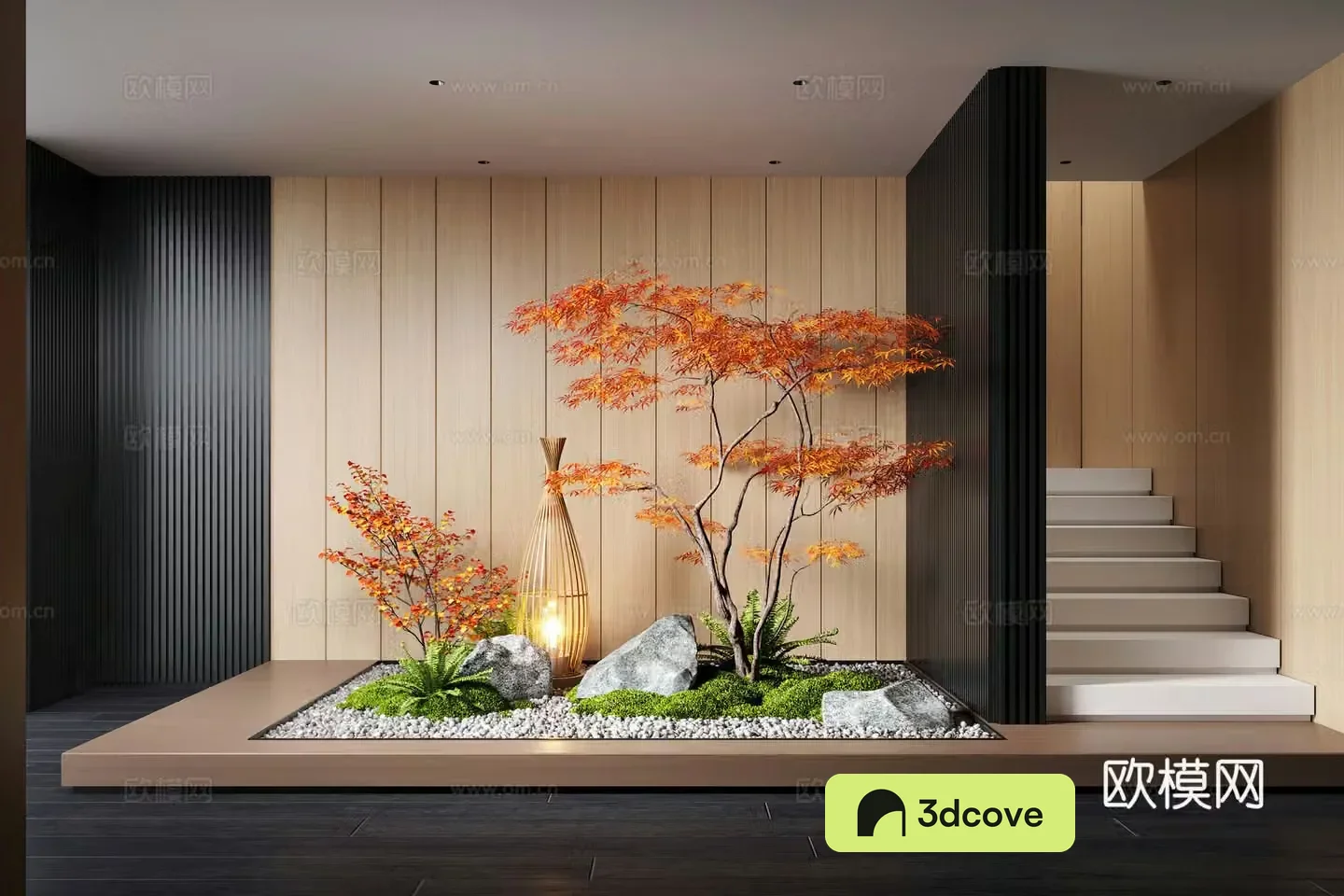 Modern interior landscape landscaping moss landscape sketch plant landscape stone