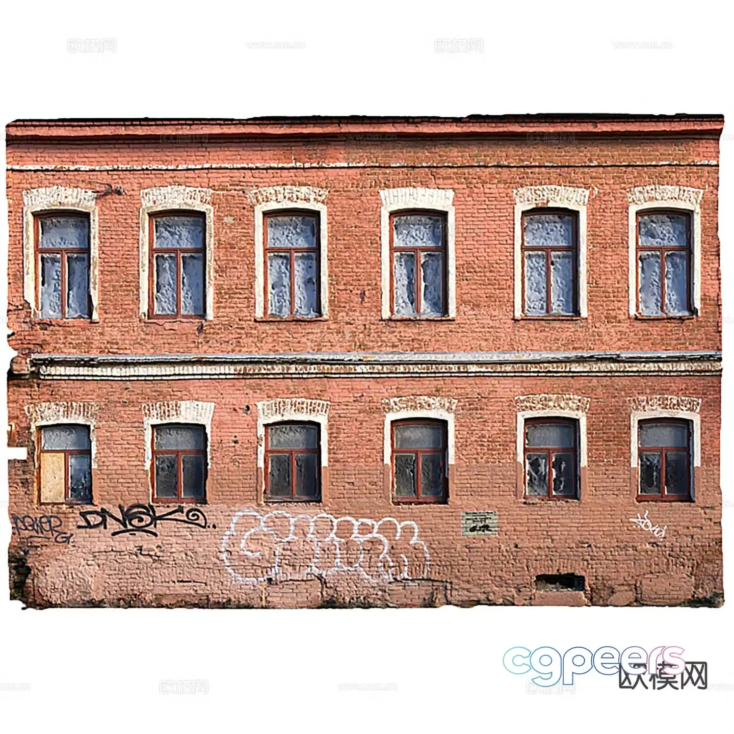 Landscape wall fence red brick wall high wall 3d model