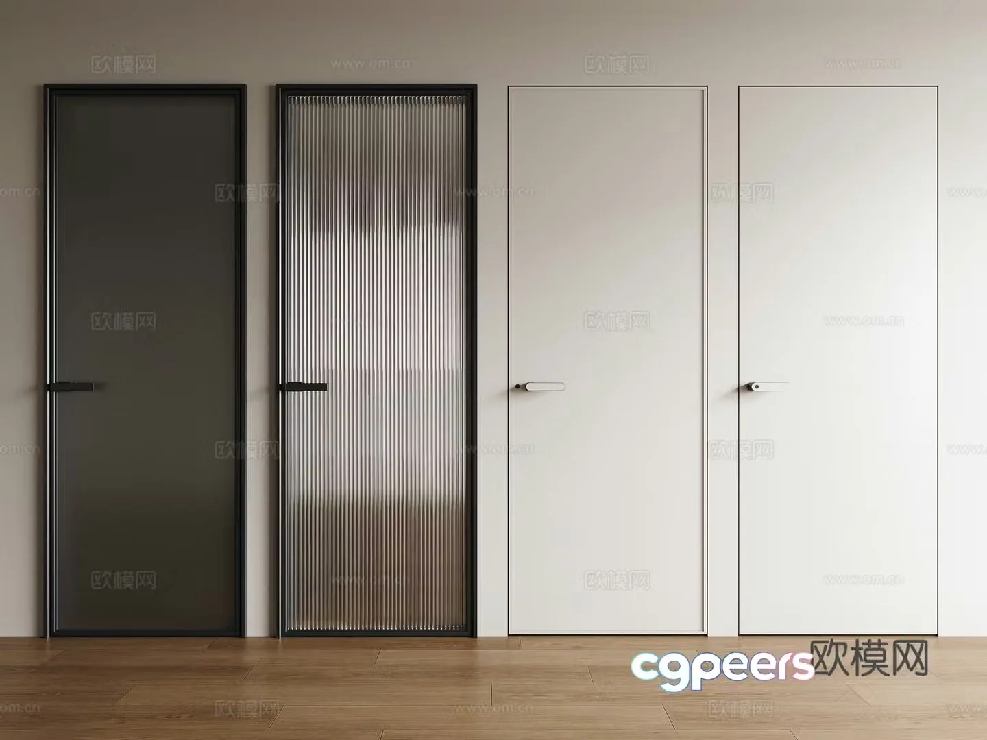 Modern single door narrow frame Changhong glass door gray oil sand glass door invisible door 3D model