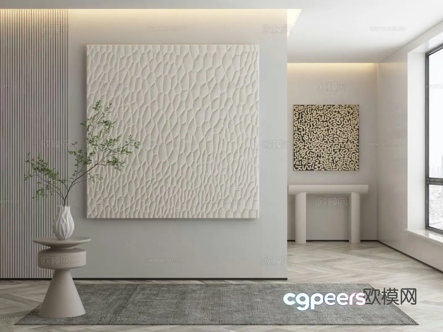 Modern texture painting decorative painting 3d model