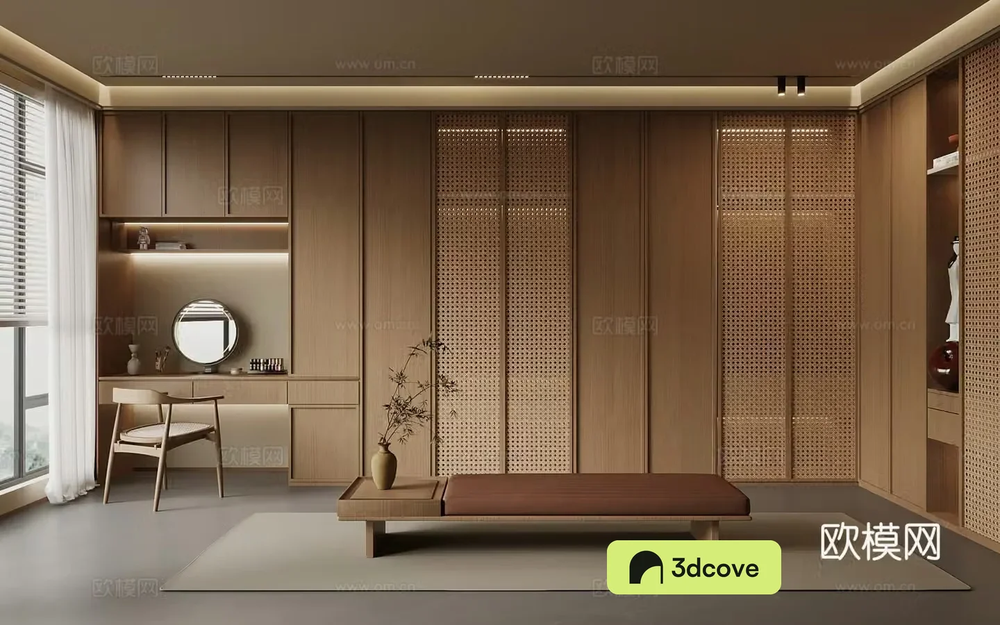 New Chinese style cloakroom wardrobe dressing table