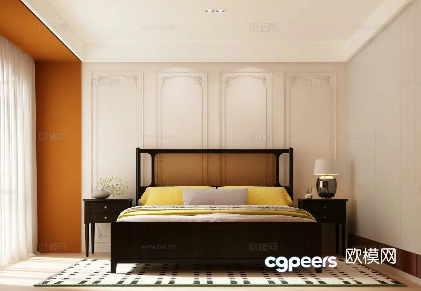 French bedroom French retro double bed American double bed Modern American double bed 3d model