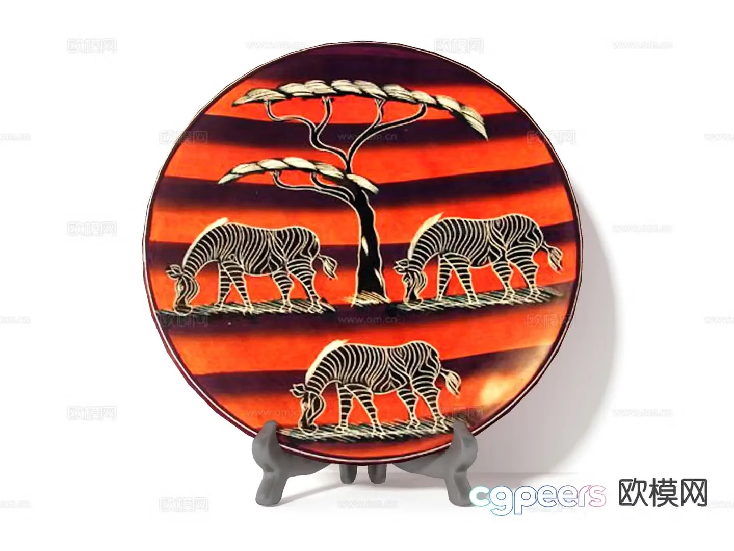 New Chinese style painting plate ceramic ornament plate 3d model