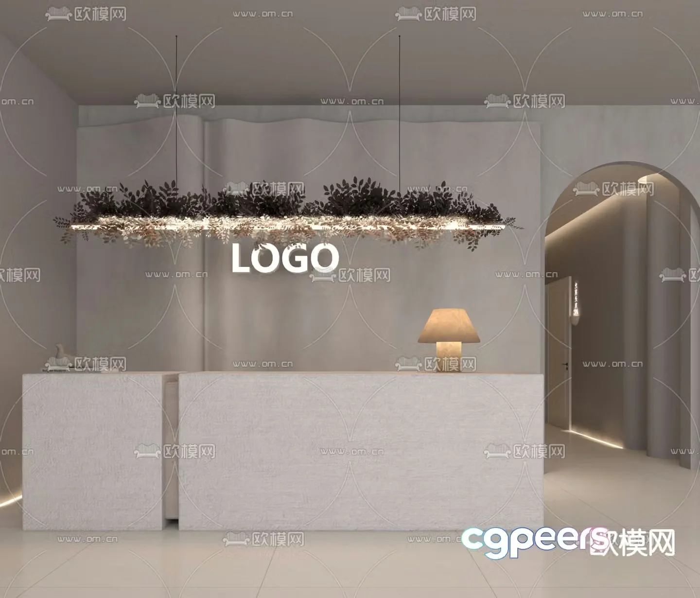 Front desk reception desk beauty salon information desk 3d model