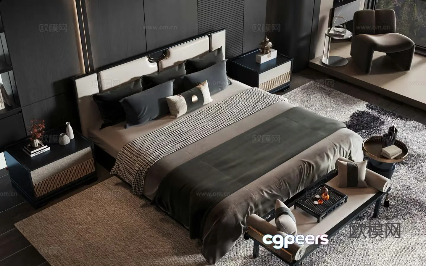 New Chinese style product bed 3D model
