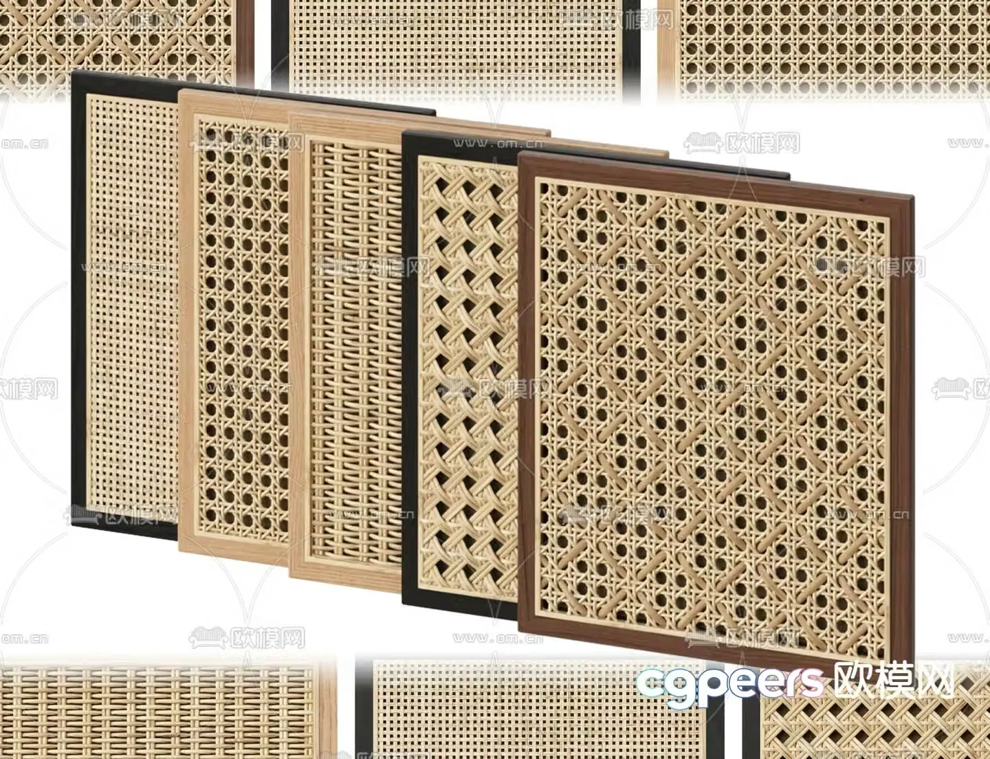 Rattan door panel woven material 3d model