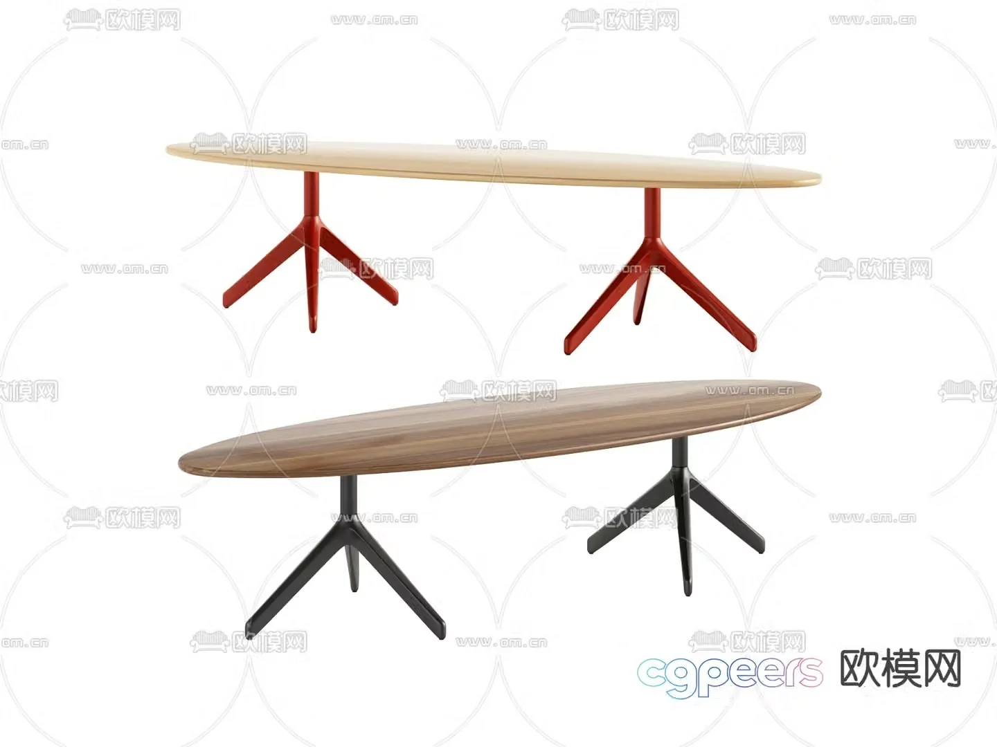 Modern dining table oval dining table 3d model